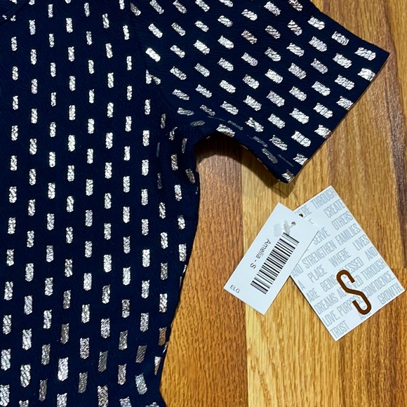 NWT Elegant LuLaRoe Amelia, Navy w/Silver Foiling, sz S - Picture 2 of 8